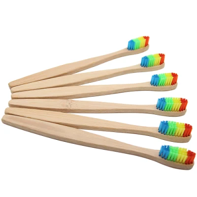 Натуральная экологически чистая домашняя красочная мягкая бамбуковая зубная щетка с деревянной ручкой для взрослых