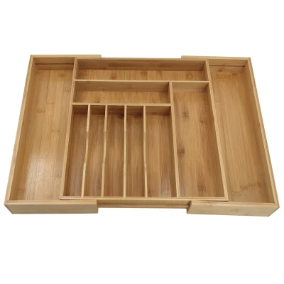 Аксессуары для кухонной утвари Расширяемый ящик для посуды Органайзер Деревянный бамбуковый кухонный поднос для столовых приборов