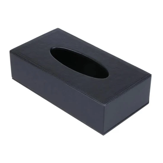 Коробка для салфеток из черной кожи в форме куба